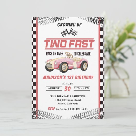 Twee snelle racemeiden van de tweede verjaardag kaart (Staand voorkant)