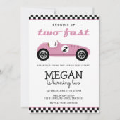 Twee snelle racewagens met 'Birthday' roze Kaart (Voorkant)