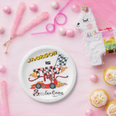 Twee snelle rackauto's, 2e verjaardag Bord (Feest)