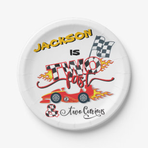 Twee snelle rackauto's, 2e verjaardag Bord