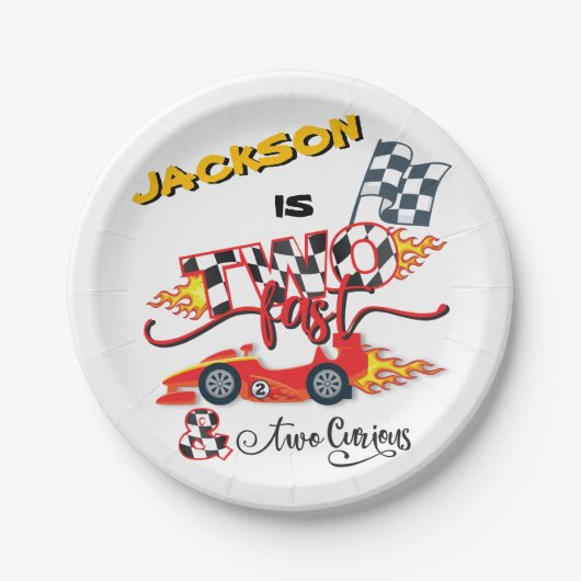 Twee snelle rackauto's, 2e verjaardag Bord (Voorkant)