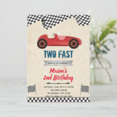 Twee snelle retro auto verjaardag kaart (Staand voorkant)