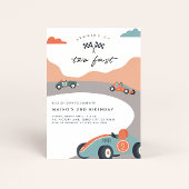 Twee snelle retro race auto 2e verjaardag kaart