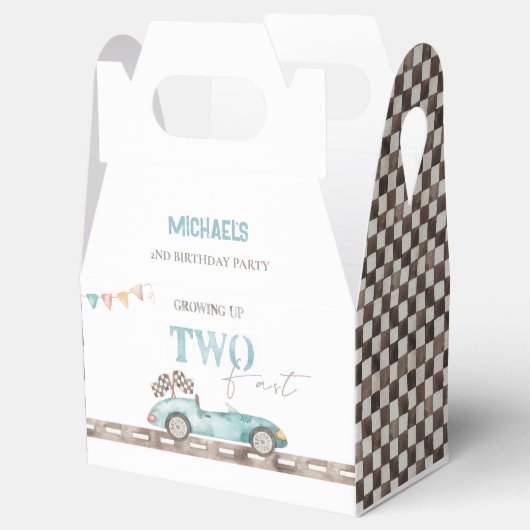 TWEE Snelle Retro Race Auto Verjaardag Favor Box Bedankdoosjes (Geopend)