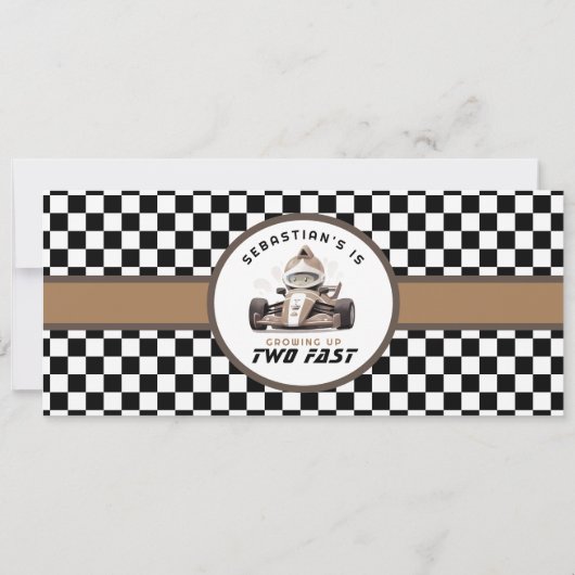 Twee snelle ritkaartenpas tweede verjaardag kaart (Achterkant)