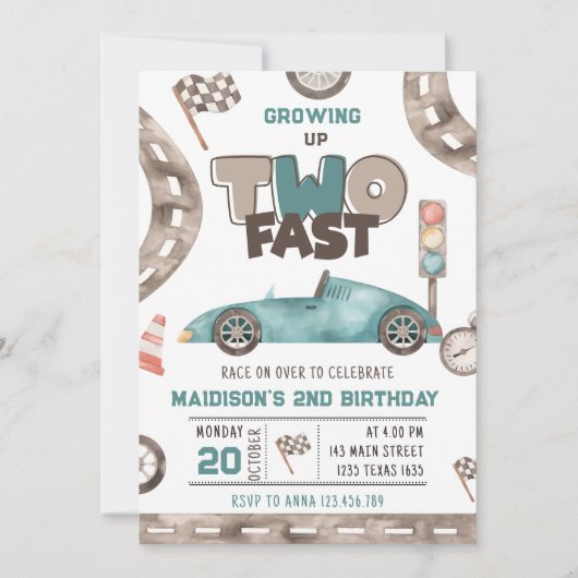 Twee snelle ritten tweede verjaardag kaart (Voorkant)
