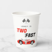 Twee snelle  rode race auto jongen 2e verjaardag papieren bekers (Achterkant)