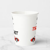 Twee snelle  rode race auto jongen 2e verjaardag papieren bekers (Links)