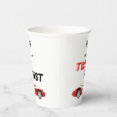 Twee snelle  rode race auto jongen 2e verjaardag papieren bekers (Rechts)