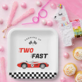 Twee snelle rode race auto jongen Verjaardag Papieren Bordje (Feest)
