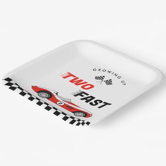 Twee snelle rode race auto jongen Verjaardag Papieren Bordje (Gebogen)