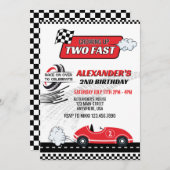 Twee snelle rode race auto kinderen verjaardag kaart (Voorkant / Achterkant)