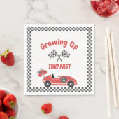 Twee snelle rode race auto lunch servetten (Insitu)
