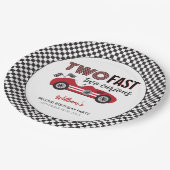 Twee snelle rode race auto tweede verjaardag papieren bordje (Gekanteld)