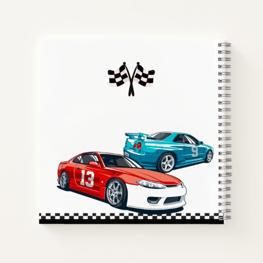 Twee snelle rode race auto verjaardag gastenboek notitieboek (Achterkant)