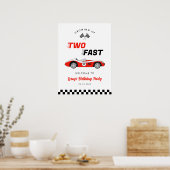 Twee snelle rode  Race auto Verjaardag Welkom Poster (Keuken)