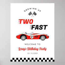 Twee snelle rode Race auto Verjaardag Welkom Poster