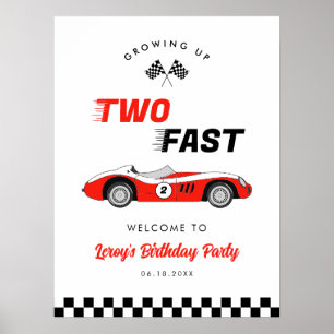Twee snelle rode  Race auto Verjaardag Welkom Poster