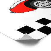 Twee snelle rode  race auto verjaardagsgunst poster (Hoek)