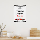 Twee snelle rode  race auto verjaardagsgunst poster (Keuken)