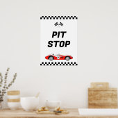 Twee snelle rode  Race auto Verjaardagspitstop Poster (Keuken)