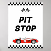Twee snelle rode  Race auto Verjaardagspitstop Poster (Voorkant)