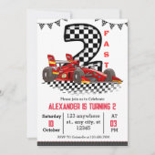 Twee snelle rode race verjaardagsjongen kaart (Voorkant)