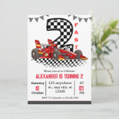 Twee snelle rode race verjaardagsjongen kaart (Staand voorkant)