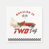 Twee snelle rode raceauto 2e foto verjaardag servet (Voorkant)