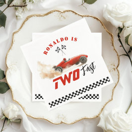 Twee snelle rode raceauto 2e foto verjaardag servet