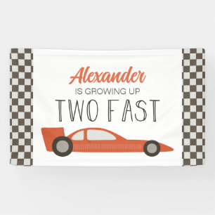 Twee snelle rode raceauto 2e verjaardagsbanner spandoek