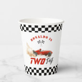 Twee snelle rode raceauto Kinder 2e verjaardag Papieren Bekers (Achterkant)