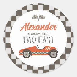 Twee snelle rode raceauto-verjaardag ronde sticker