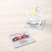 Twee snelle rode raceauto's 2e verjaardag kartonnen onderzetters (Insitu)