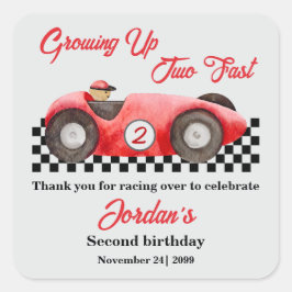 Twee snelle rode raceauto's 2e verjaardag vierkante sticker