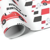 Twee snelle rode retro race auto geruit racen cadeaupapier (Rol Hoek)