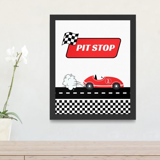 Twee snelle rode retro race auto jongen verjaardag poster
