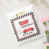 Twee snelle rode retro race auto thema jongen's ve bedankzakje (Gezegeld)
