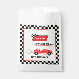 Twee snelle rode retro race auto thema jongen's ve bedankzakje