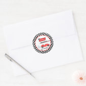 Twee snelle rode retro race auto thema jongen's ve ronde sticker (Envelop)