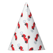 Twee snelle rode retro raceauto thema verjaardag feesthoedjes (Achterkant)