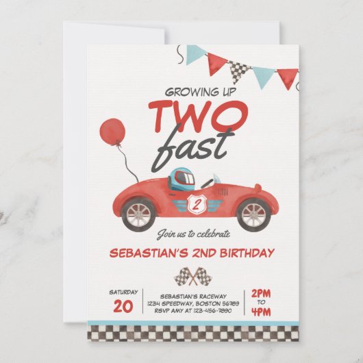 Twee snelle rode ritten opgroeien 2e verjaardag kaart (Voorkant)