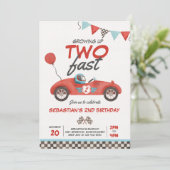 Twee snelle rode ritten opgroeien 2e verjaardag kaart (Staand voorkant)