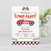 Twee snelle rode ritten opgroeien 2e verjaardag kaart (Staand voorkant)