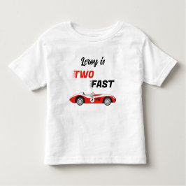 Twee snelle rode vintage raceauto jongen 2e verjaa kinder shirts