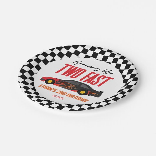 Twee snelle roodrazenkrans tweede verjaardag papieren bordje (Gekanteld)