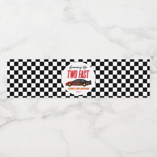 Twee snelle roodrazenkrans tweede verjaardag waterfles etiket (Enkel label)