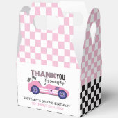 Twee snelle roze race auto tweede verjaardag bedankdoosjes (Open)