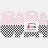 Twee snelle roze race auto tweede verjaardag bedankdoosjes (Ongevouwen)