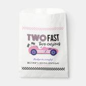 Twee snelle roze race auto tweede verjaardag bedankzakje (Voorkant)
